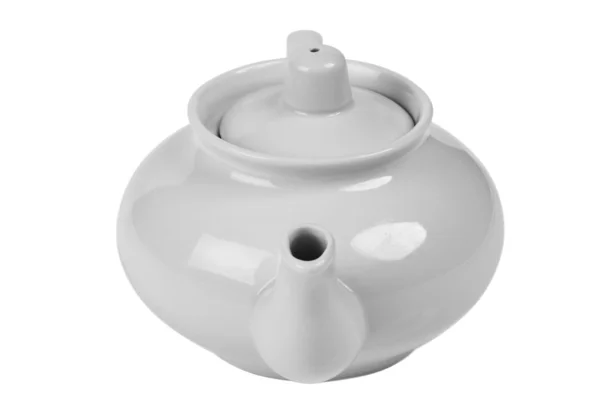 Fehér tea pot lenyűgöző első Vértes. — Stock Fotó