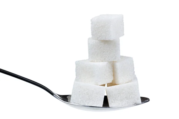 Ложка кубиков сахара — стоковое фото