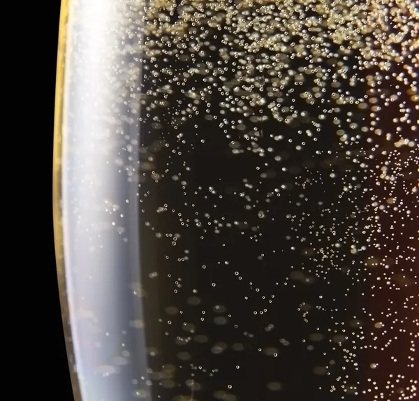 Champagne in bicchiere da vino su fondo nero — Foto Stock