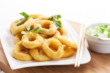 Fried calamari rings clipart