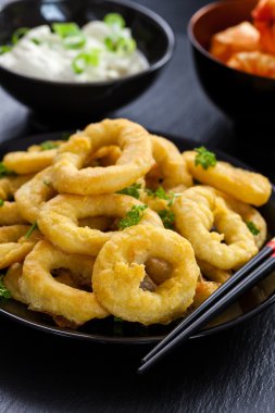 Fried calamari rings clipart