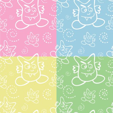 Seamless monster pattern clipart