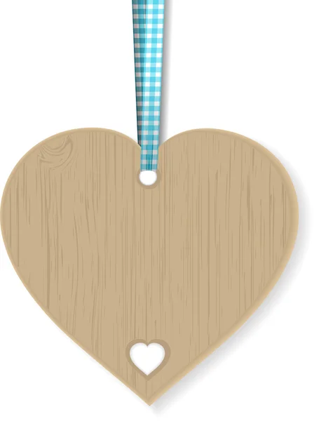 Wooden heart and ribbon — Stock Vector