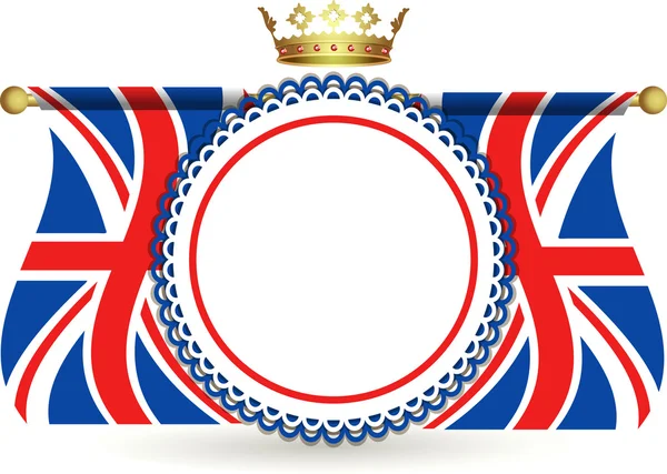 Union Jack drapeaux couronne et rosette — Image vectorielle