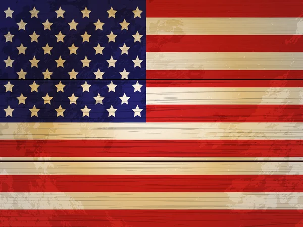 US-Flagge auf Holz — Stockvektor