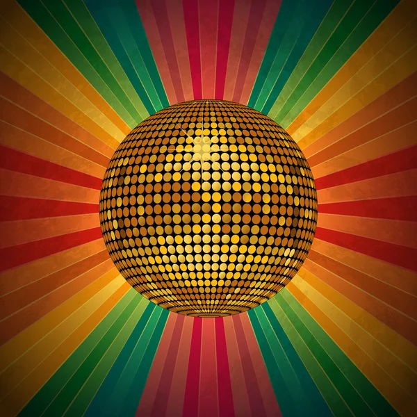 Disko topu ve retro rainbow yıldız patlaması — Stok Vektör