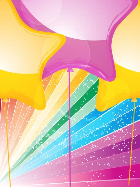 Sterren gevormde ballonnen en starburst — Stockvector