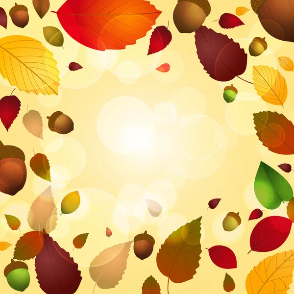 Autumn leaf and acorn background — Stock Vector