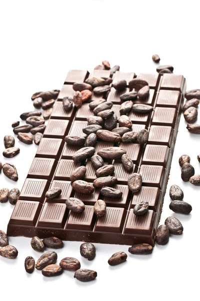 Čokoláda a kakaové boby — Stock fotografie