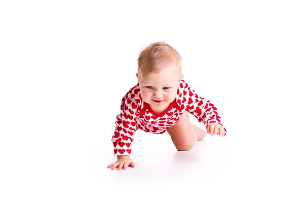 Studio shot of baby crawling — Stock Photo, Image