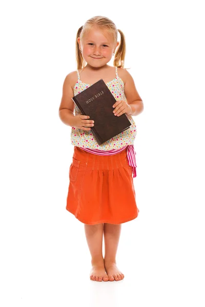 神圣的圣经的小女孩 — 图库照片