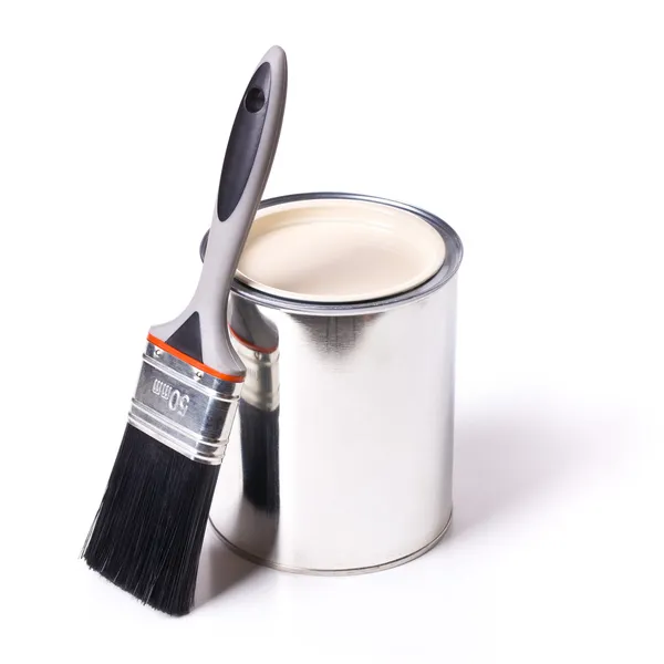 Pincel de pintura e lata — Fotografia de Stock
