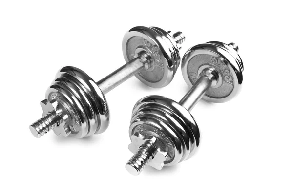 Chromed fitness dumbbells — Stock Photo, Image