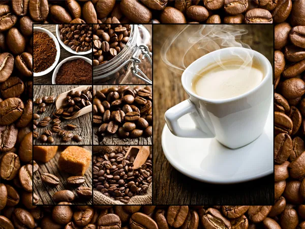 Collage di diversi motivi di caffè — Foto Stock