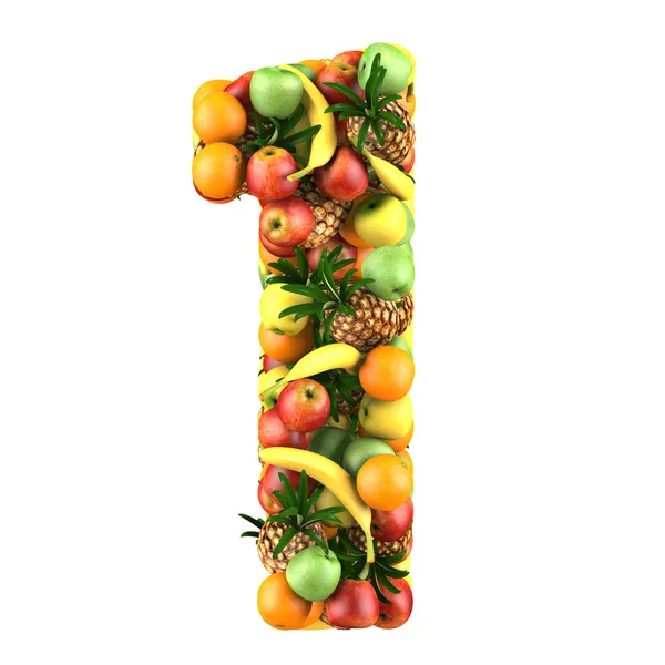 Number one made from 3d fruits. — Stock Photo, Image