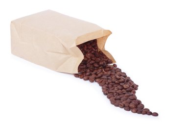 Paper bag with grain coffee clipart