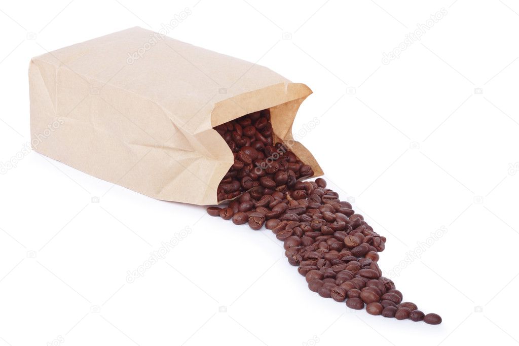 Paper bag with grain coffee
