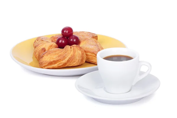 stock image Cup of coffee with Puff pastry.