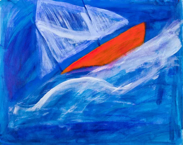 Sailing boat racing painting by Kay Gale — Stock Photo, Image