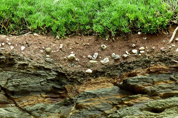 Земной поперечный сечение вниз к скале — стоковое фото