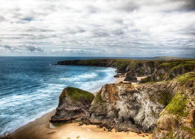 Dramatic cliff and coast landscape in Cornwall UK clipart