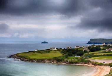Daymer bay beach landscape in Cornwall UK clipart