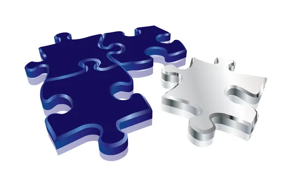Blauwe 3D-puzzel — Stockvector