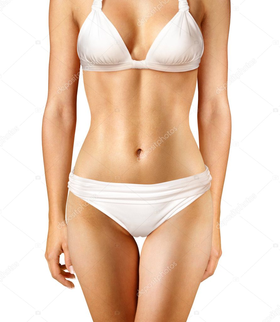 Body of woman on white background l