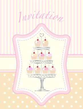 Cupcake stencil invitation clipart