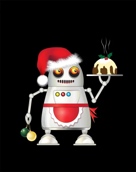 Christmas robot on black — Stock Vector