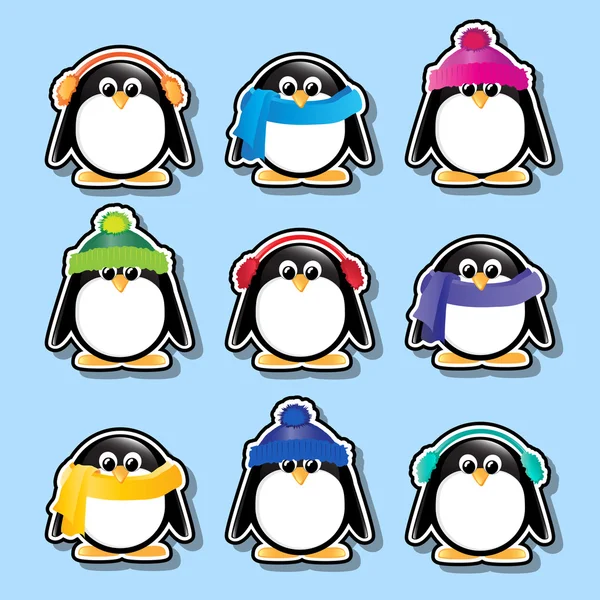 Pinguine-Aufkleber — Stockvektor