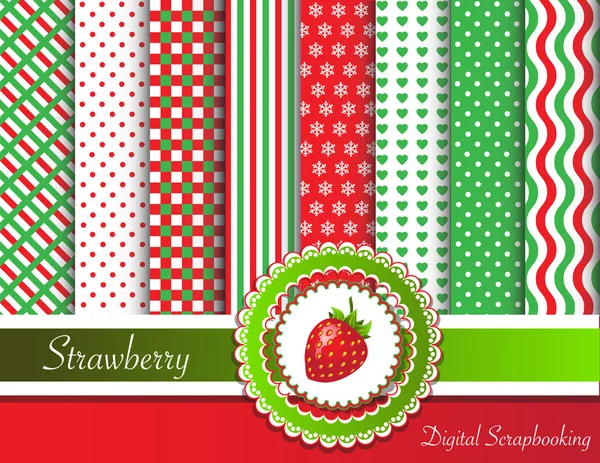 Scrapbooking numérique fraise — Image vectorielle