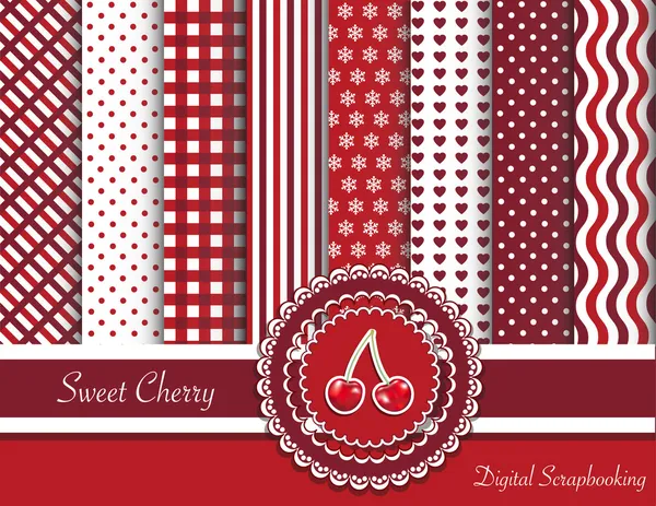 Sweet cherry digital scrapbooking — Stock Vector