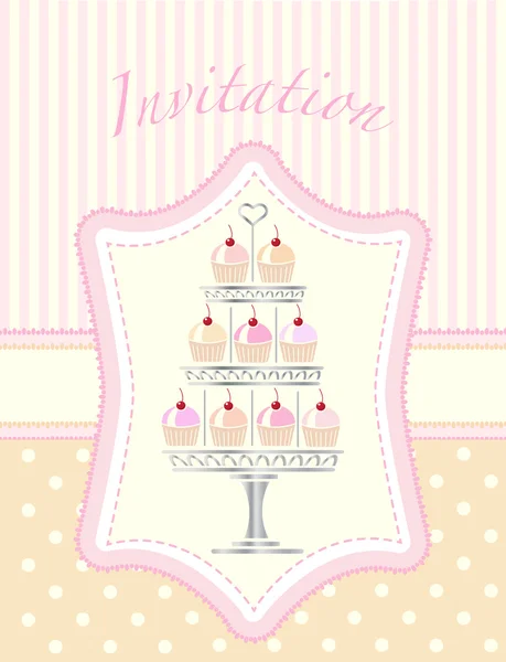 Cupcake πρόσκληση στάμπο — Διανυσματικό Αρχείο