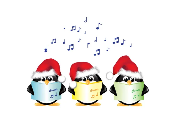 Carol singing penguins isolated — Stock Vector