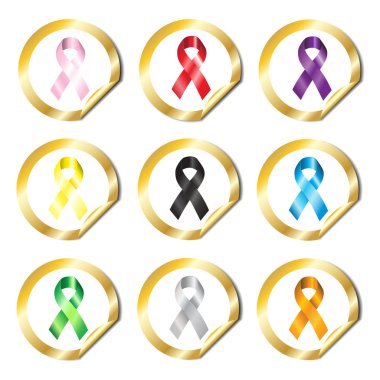 Awareness ribbon stickers clipart