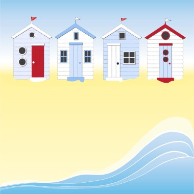 Beach huts with water clipart