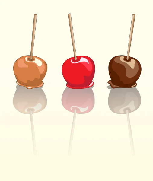 Pommes sucrées reflétées — Image vectorielle