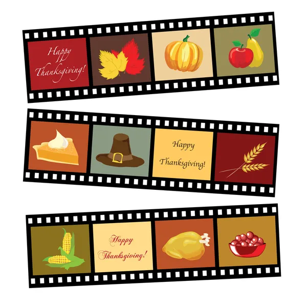 Feliz tira de película de Acción de Gracias — Archivo Imágenes Vectoriales