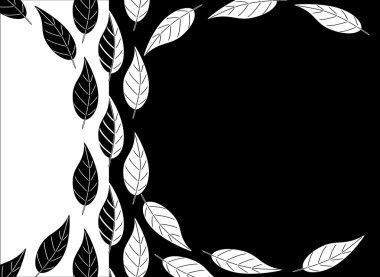 Black and white leaves background clipart