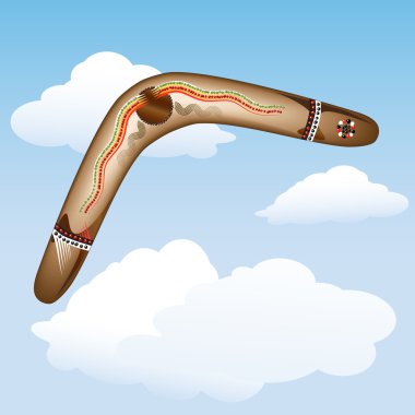 Boomerang on blue sky clipart