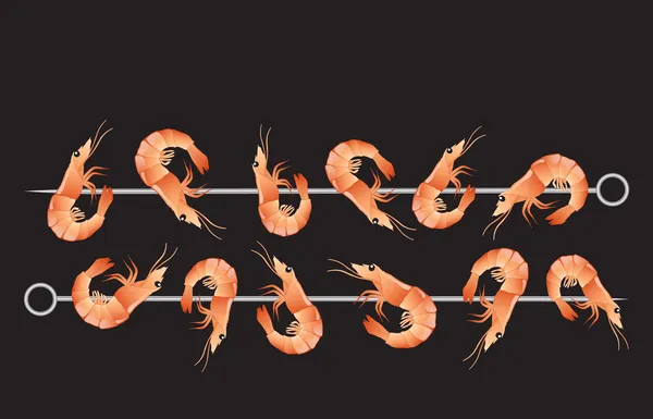 Shrimp kebabs — Stock Vector