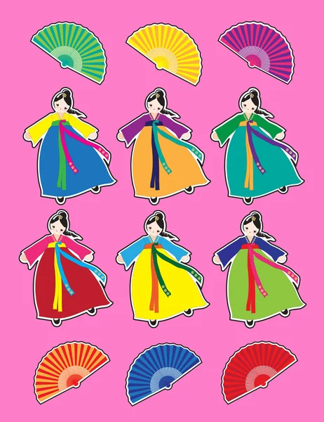 韩国舞者贴纸 — 图库矢量图片