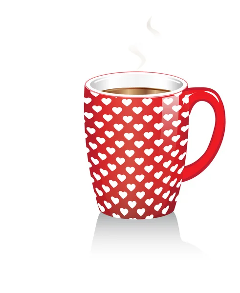 Coffee mug with hearts — Stock Vector