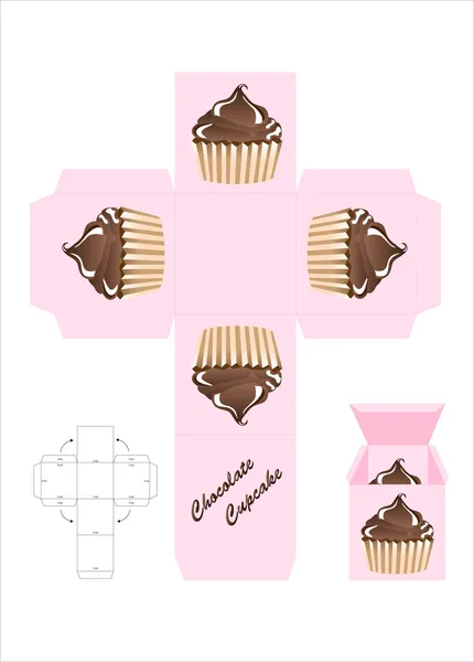 Csokoládé cupcake díszdobozban — Stock Vector