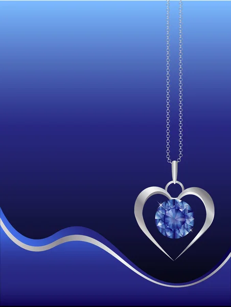 Sapphire necklace silver — Stock Vector