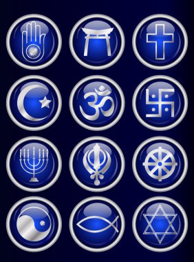 Religious symbols glossy web buttons clipart