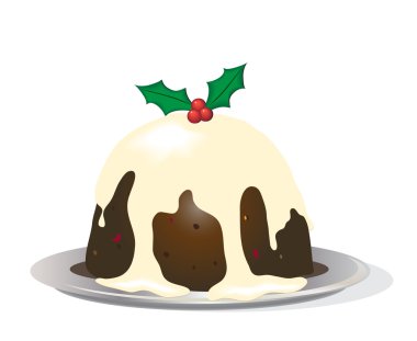 Chritmas pudding on white clipart