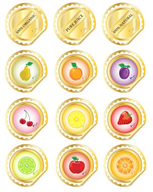 Gold fruit labels clipart