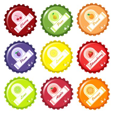 Fruit juice bottle caps clipart